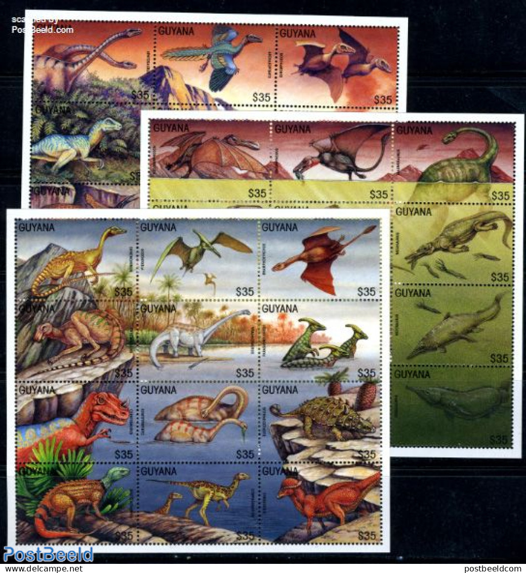 Guyana 1996 Preh. Animals 36v (3 M/s), Mint NH, Nature - Prehistoric Animals - Prehistorics