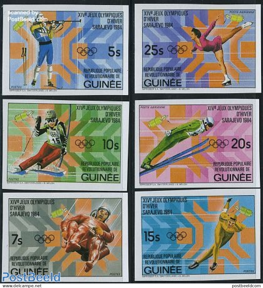 Guinea, Republic 1983 Olympic Winter Games 6v Imperforated, Mint NH, Sport - Transport - Olympic Winter Games - Shooti.. - Tiro (armas)