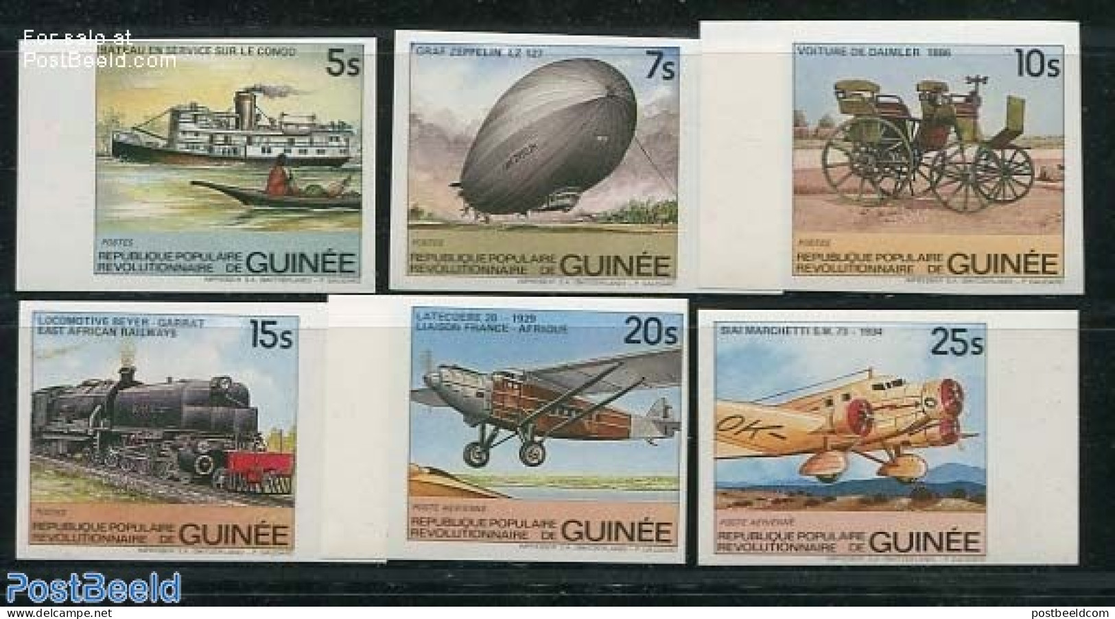 Guinea, Republic 1984 Traffic 6v Imperforated, Mint NH, Transport - Automobiles - Aircraft & Aviation - Railways - Shi.. - Coches