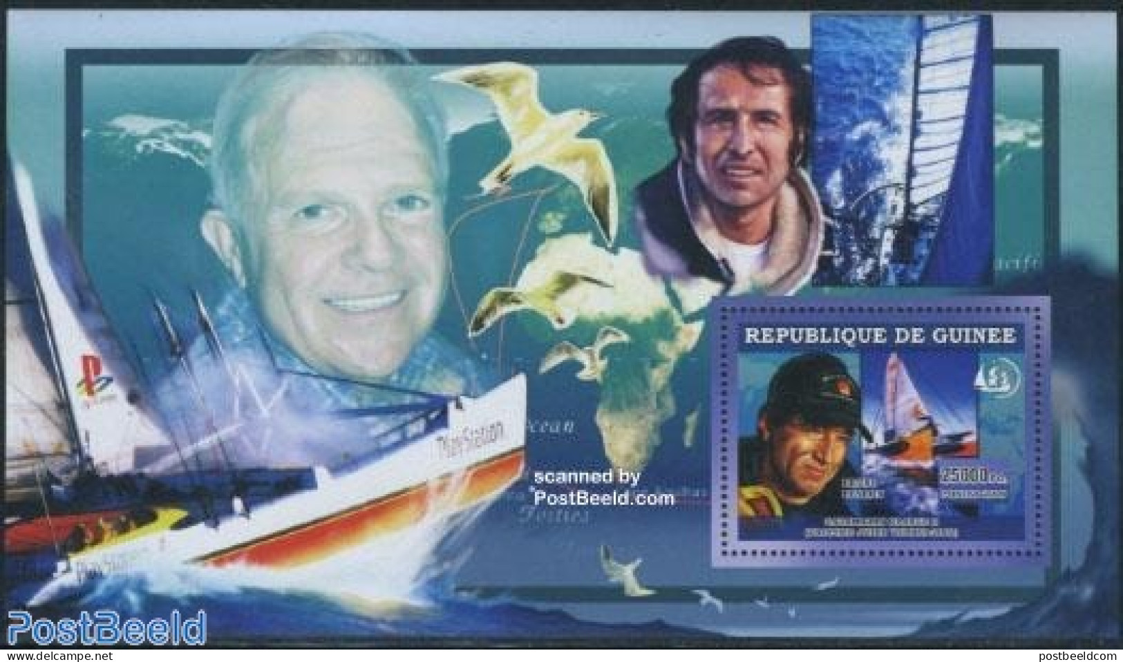 Guinea, Republic 2006 Catamaran Orange II S/s (birds On Border), Mint NH, Nature - Sport - Transport - Birds - Sailing.. - Segeln