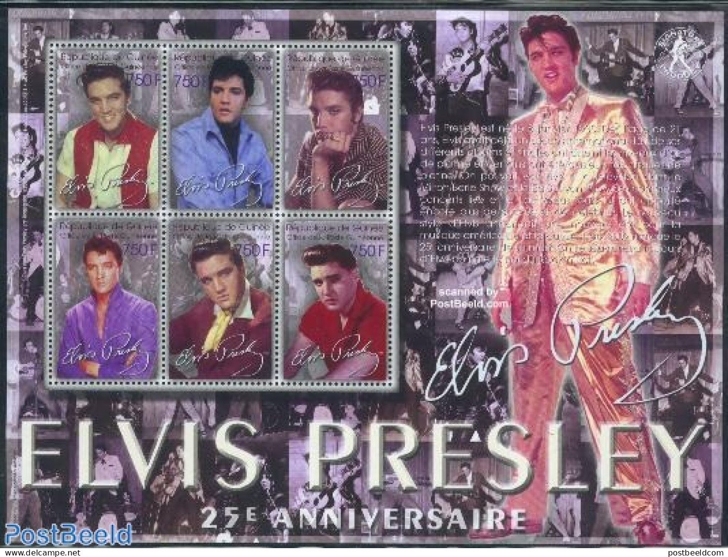 Guinea, Republic 2002 Elvis Presley 6v M/s, Mint NH, Performance Art - Elvis Presley - Music - Popular Music - Elvis Presley