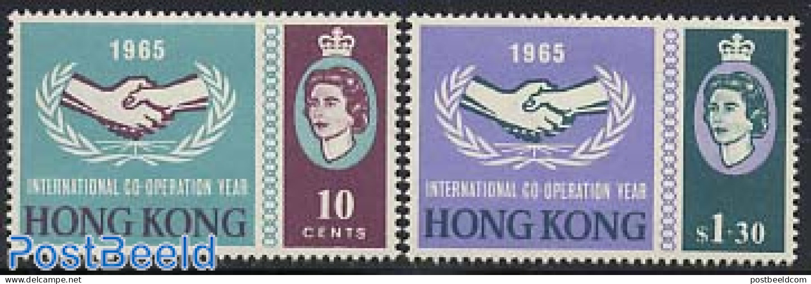 Hong Kong 1965 International Co-operation 2v, Unused (hinged) - Nuevos
