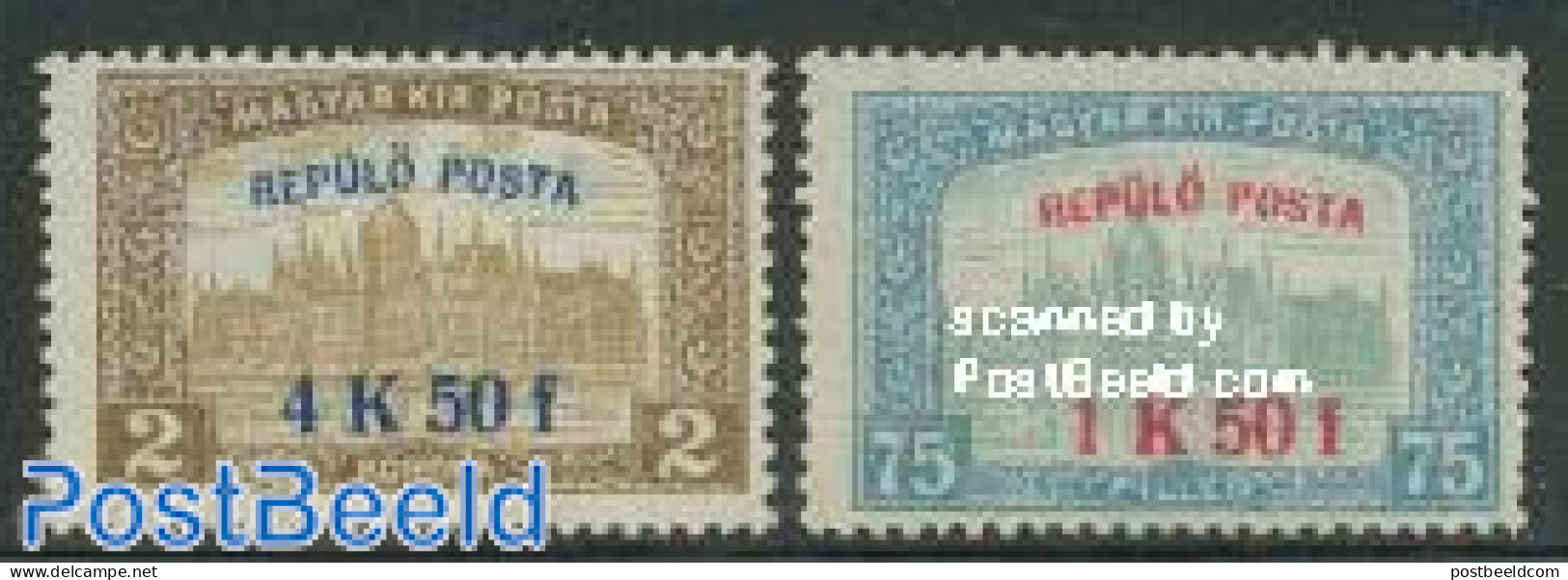 Hungary 1918 Airmail Overprints 2v, Unused (hinged) - Nuevos