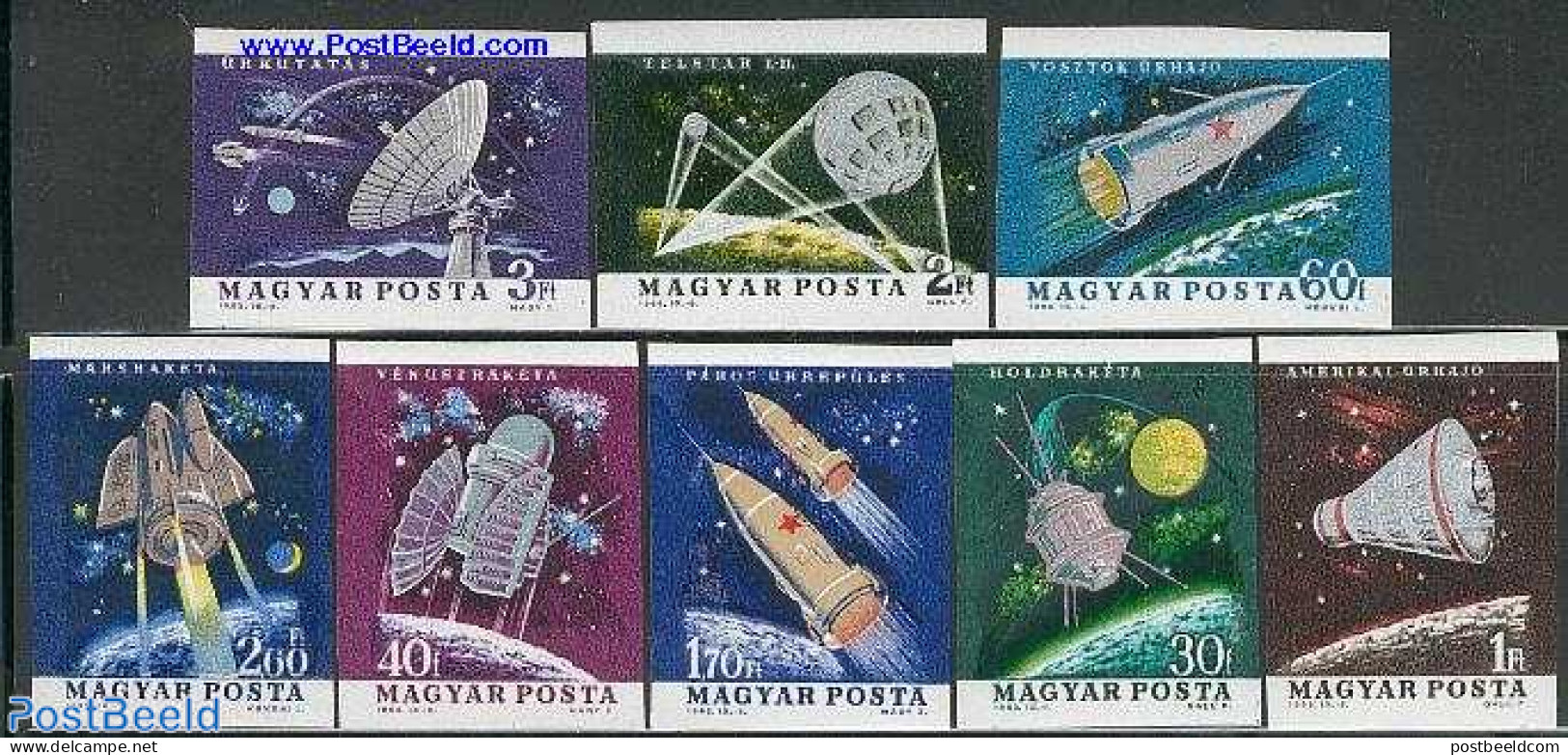 Hungary 1964 Space Exploration 8v Imperforated, Mint NH, Transport - Space Exploration - Unused Stamps