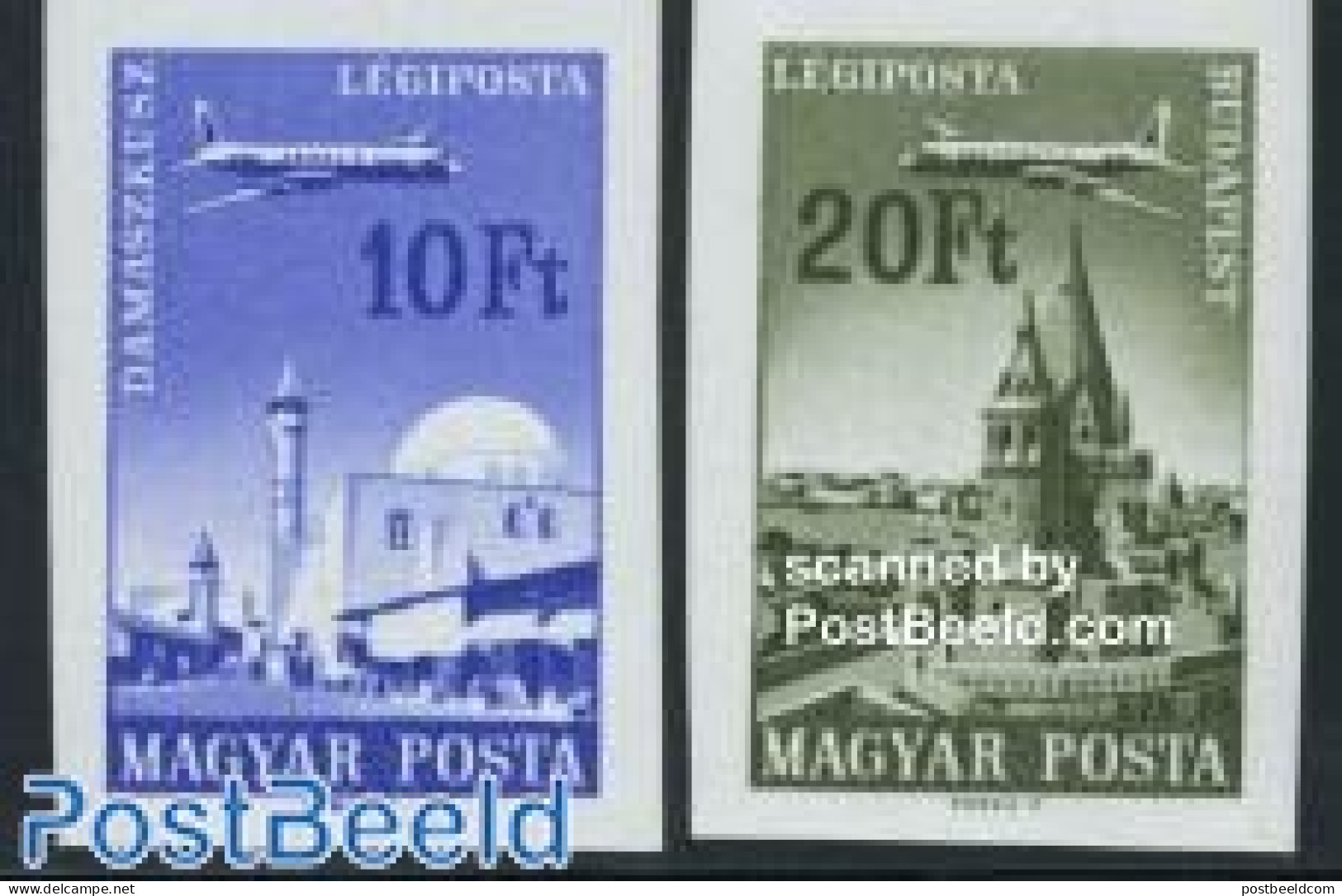 Hungary 1967 Cities 2v Imperforated, Mint NH, Religion - Transport - Churches, Temples, Mosques, Synagogues - Aircraft.. - Ongebruikt