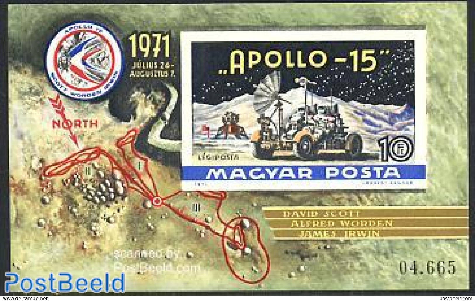 Hungary 1972 Apollo 15 S/s Imperforated, Mint NH, Transport - Space Exploration - Ungebraucht