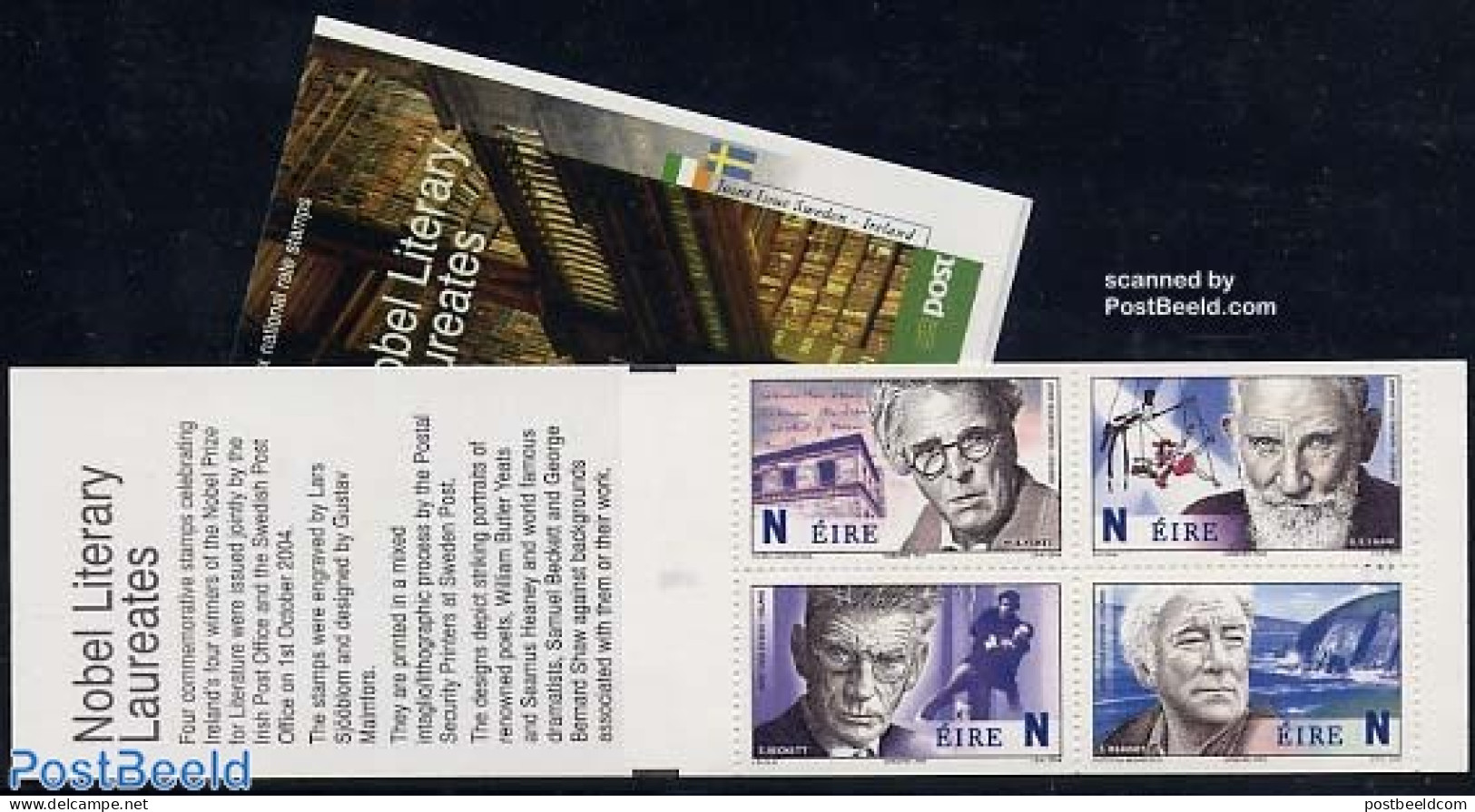 Ireland 2004 Nobelprize Literature 4v In Booklet, J.i. Sweden, Mint NH, History - Performance Art - Various - Nobel Pr.. - Unused Stamps