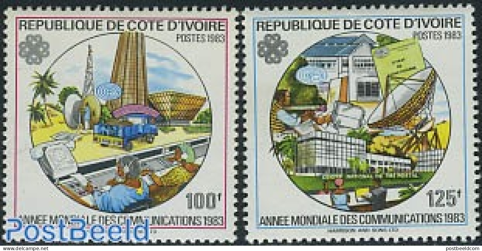 Ivory Coast 1983 World Communication Year 2v, Mint NH, Science - Transport - Int. Communication Year 1983 - Telecommun.. - Unused Stamps