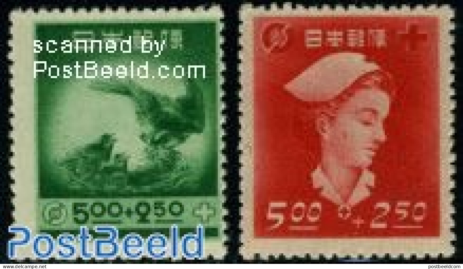 Japan 1948 Red Cross 2v, Mint NH, Health - Nature - Red Cross - Birds - Neufs