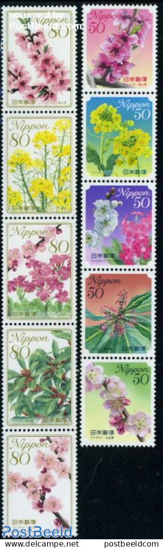 Japan 2009 Flowers 10v (2x [::::]), Mint NH, Nature - Flowers & Plants - Unused Stamps