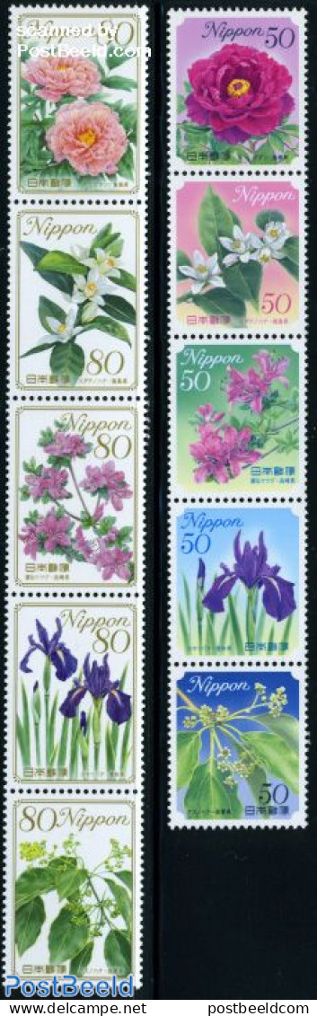 Japan 2010 Flowers 10v (2x[::::]), Mint NH, Nature - Flowers & Plants - Unused Stamps