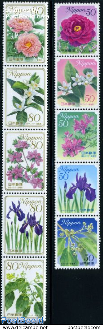 Japan 2010 Flowers 10v (2x[::::]), Mint NH, Nature - Flowers & Plants - Ongebruikt