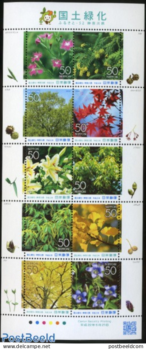 Japan 2010 Garden Day 10v M/s, Mint NH, Nature - Flowers & Plants - Gardens - Unused Stamps