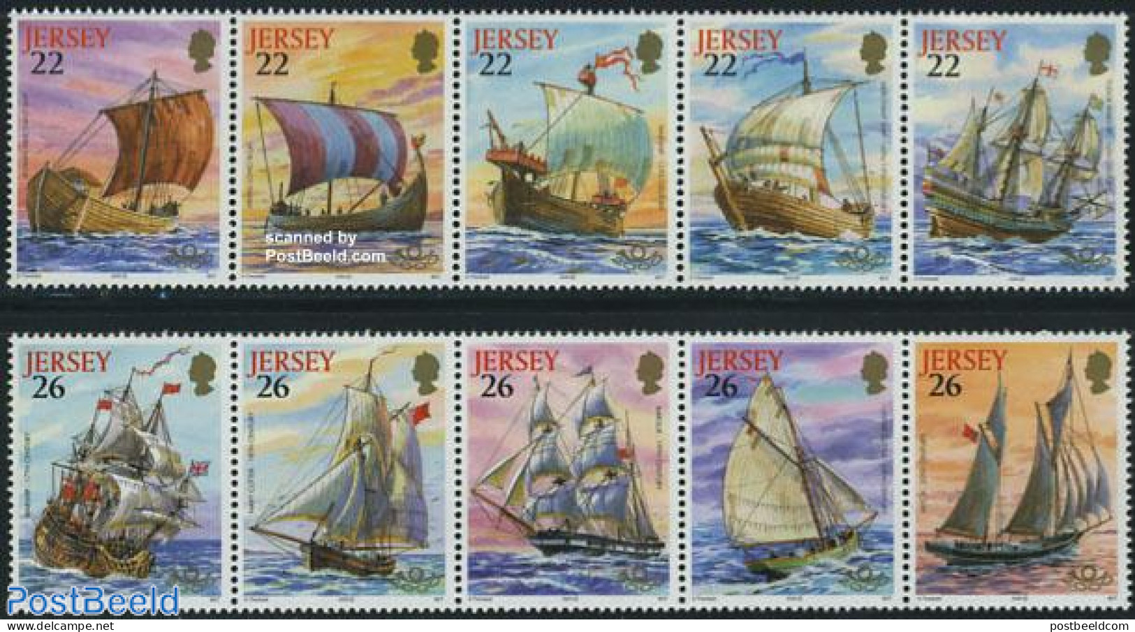 Jersey 2000 Maritime Heritage 10v, Mint NH, Transport - Ships And Boats - Ships