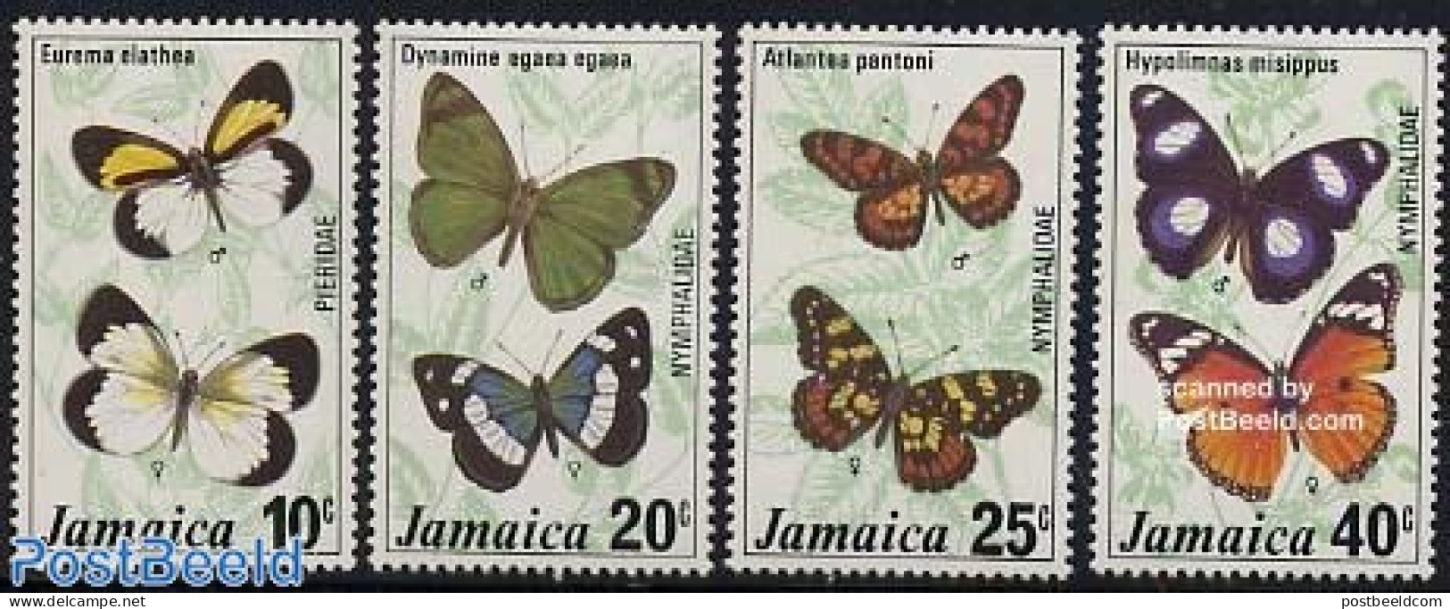 Jamaica 1977 Butterflies 4v, Mint NH, Nature - Butterflies - Jamaique (1962-...)