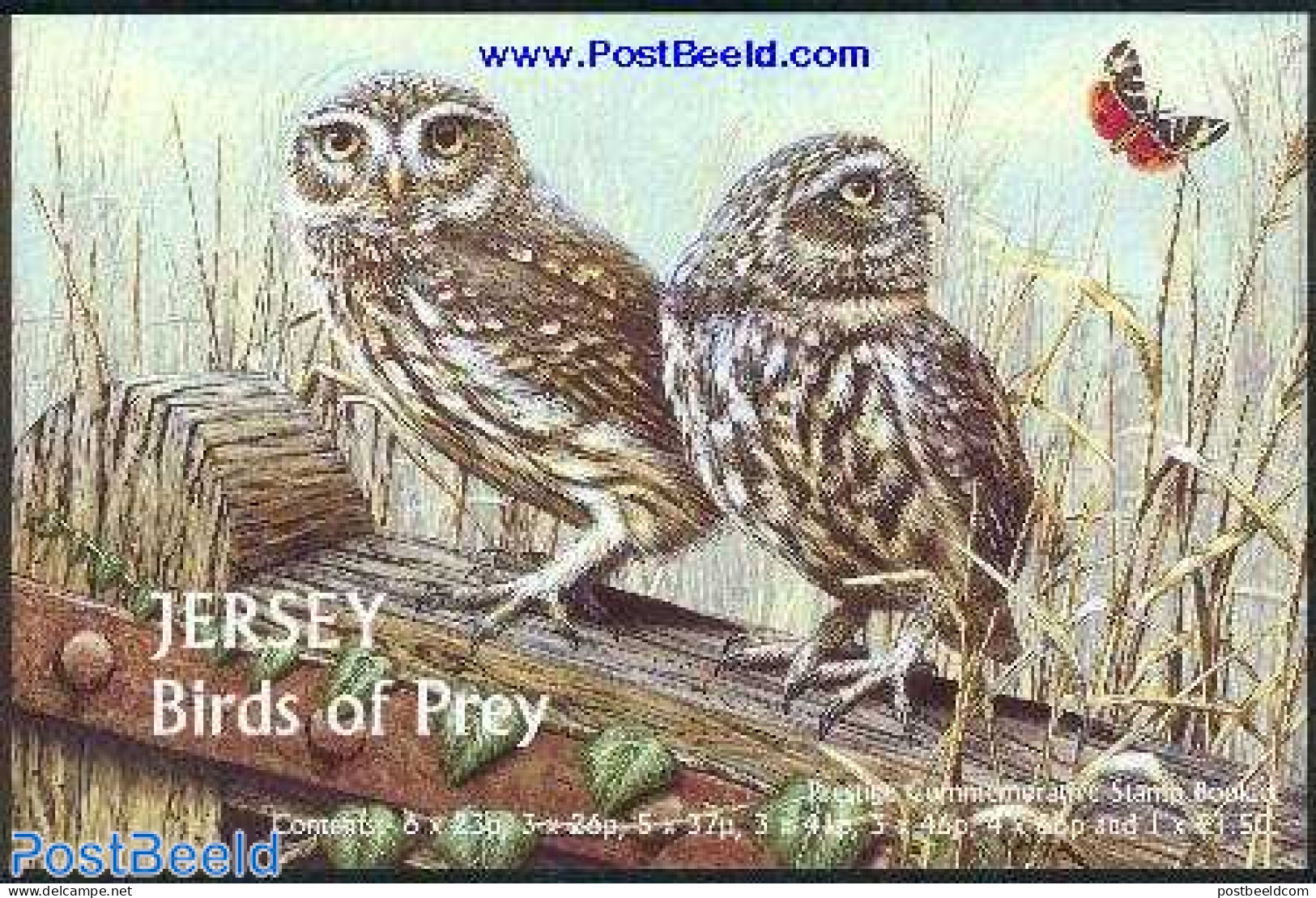 Jersey 2001 Birds Of Prey 6 M/s In Booklet (1.50 Only In Bklt), Mint NH, Nature - Birds - Birds Of Prey - Owls - Stamp.. - Non Classés