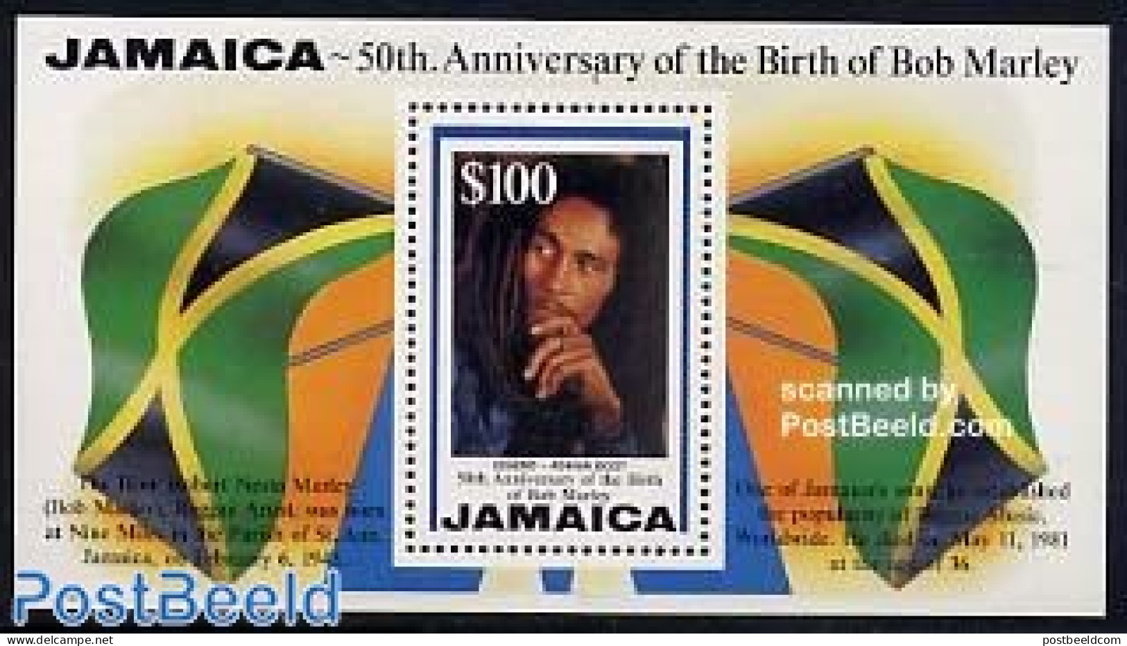 Jamaica 1995 Bob Marley S/s, Mint NH, Performance Art - Music - Popular Music - Muziek