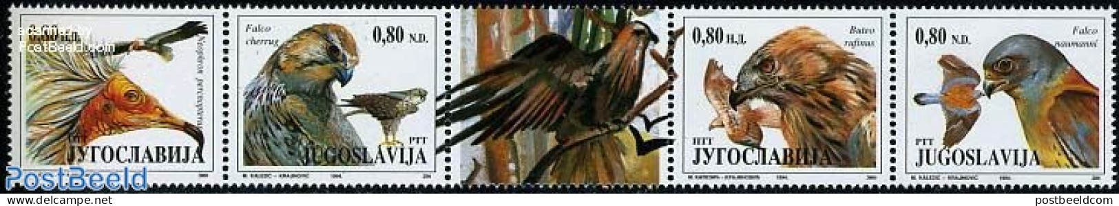 Yugoslavia 1994 Birds Of Prey 4v+tab [::T::], Mint NH, Nature - Birds - Birds Of Prey - Unused Stamps