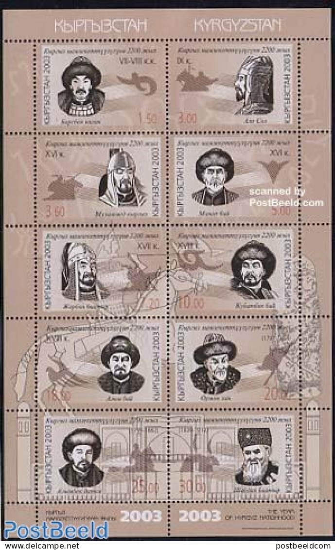 Kyrgyzstan 2003 Princes 10v M/s, Mint NH, History - Nature - Kings & Queens (Royalty) - Horses - Königshäuser, Adel