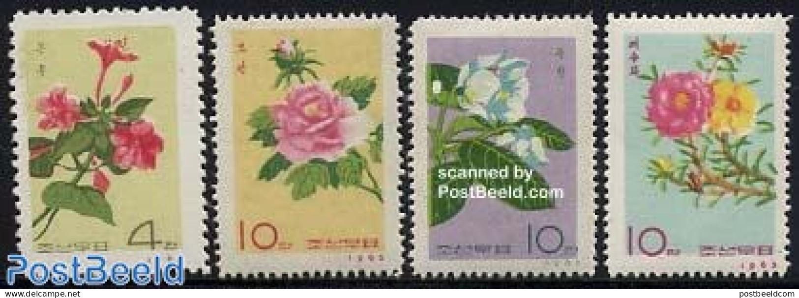 Korea, North 1965 Flowers 4v, Mint NH, Nature - Flowers & Plants - Roses - Corea Del Norte