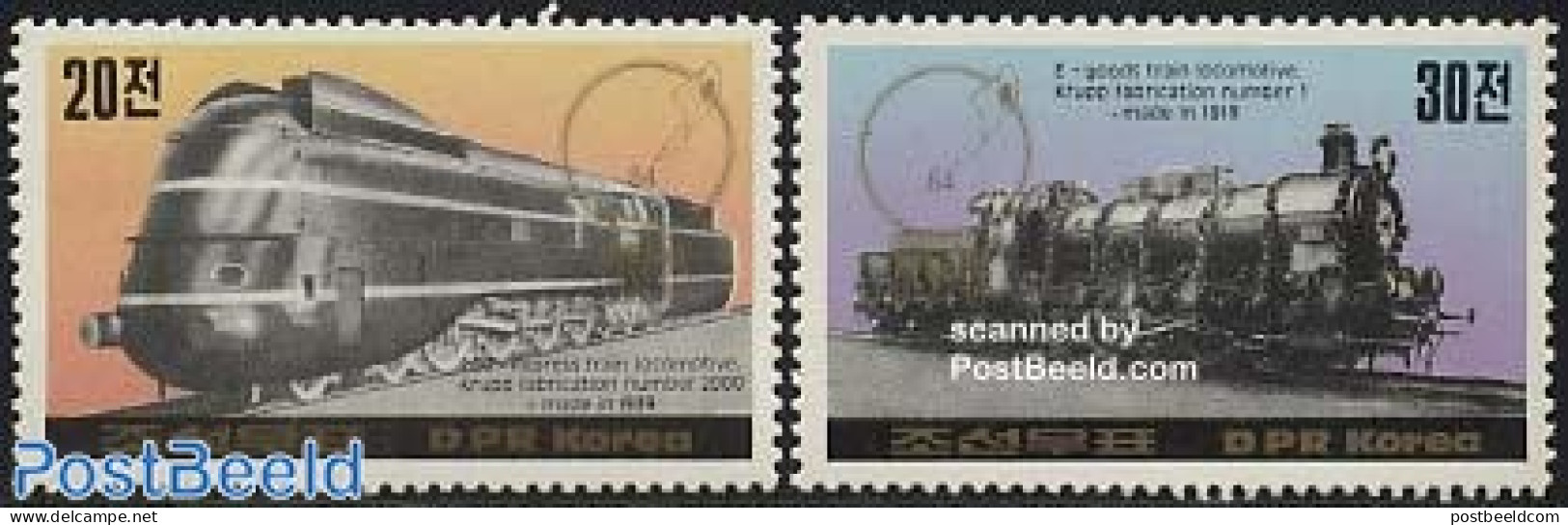 Korea, North 1984 Essen 84, Locomotives 2v, Mint NH, Transport - Philately - Railways - Eisenbahnen