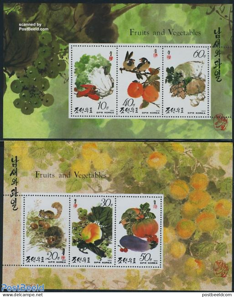 Korea, North 1993 Vegetables 2 M/s, Mint NH, Health - Nature - Food & Drink - Fruit - Levensmiddelen