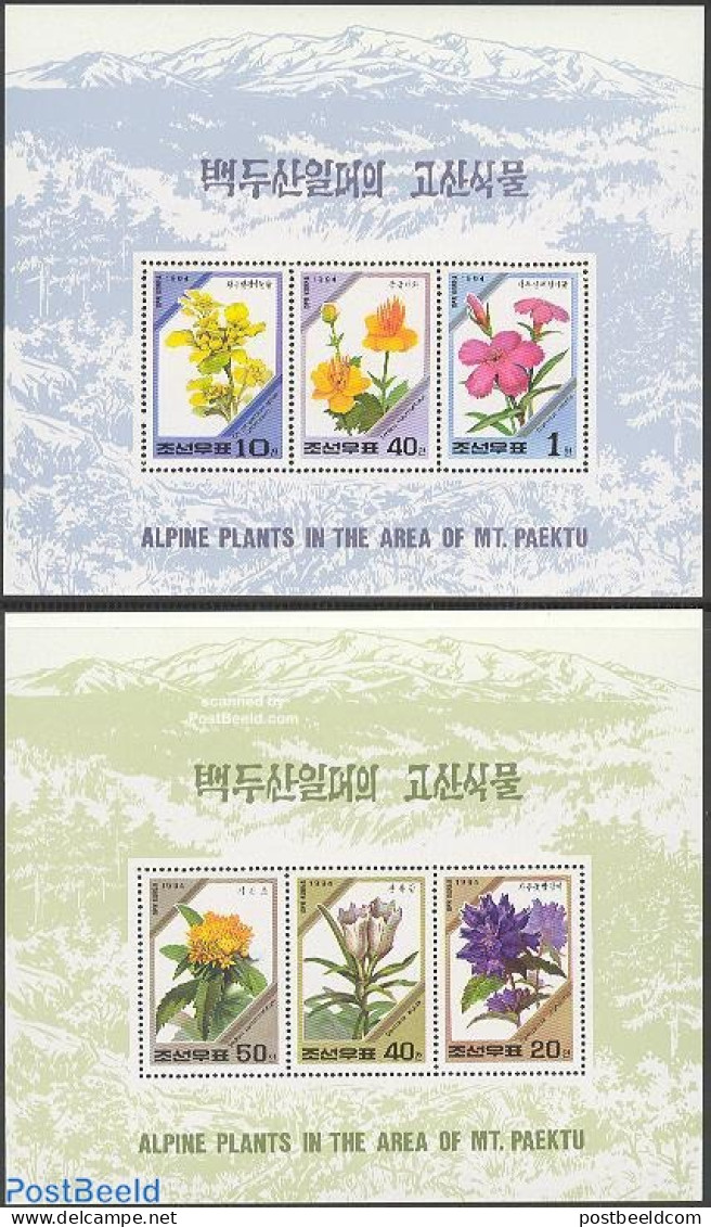 Korea, North 1994 Mountain Flowers 2 M/s, Mint NH, Nature - Flowers & Plants - Corée Du Nord