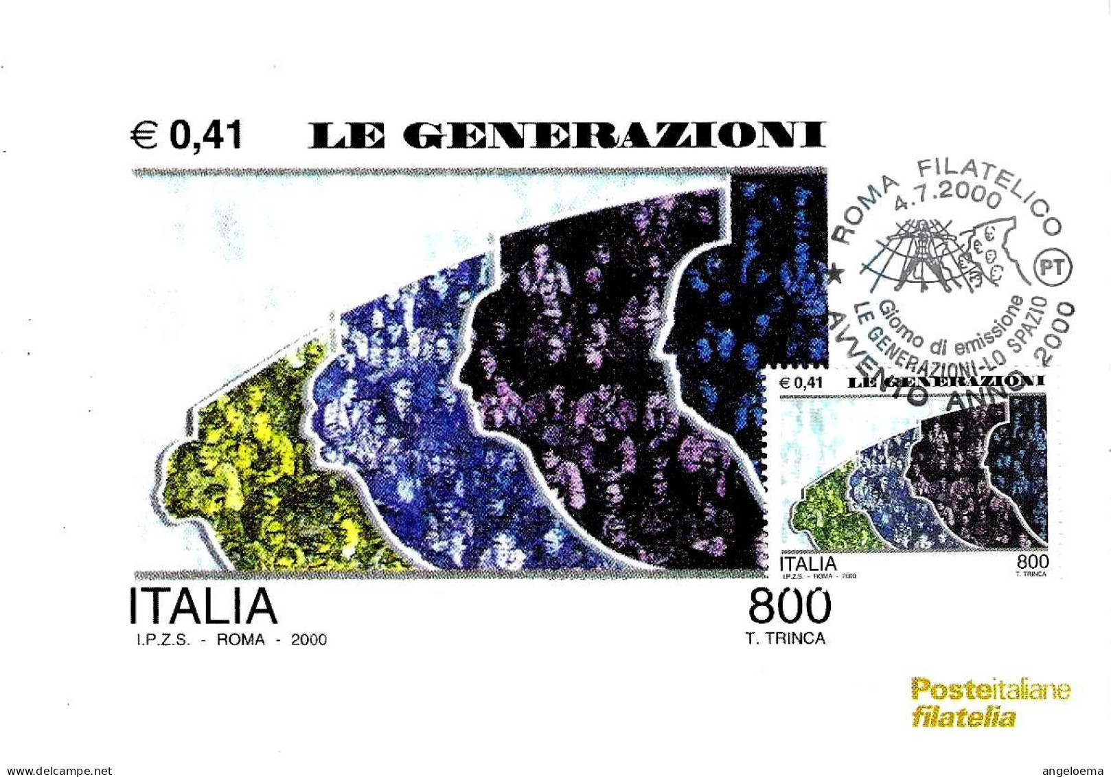 ITALIA ITALY - 2000 ROMA Avvento Anno 2000 LE GENERAZIONI Annullo Fdc Su Cartolina PT - 3563 - Ohne Zuordnung