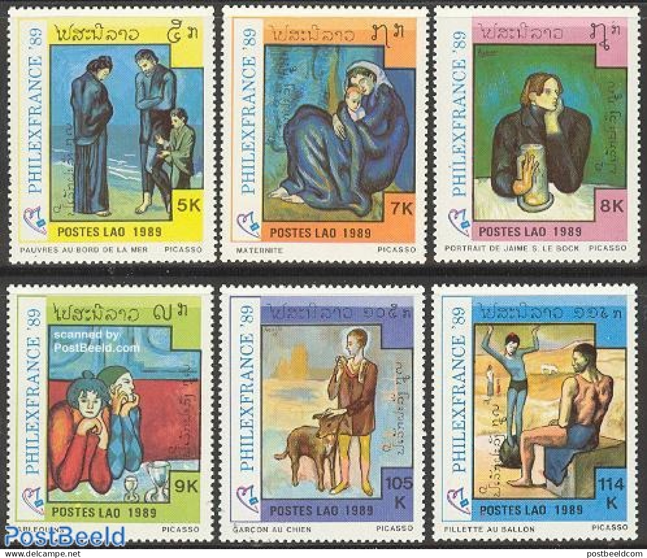 Laos 1989 Philexfrance, Picasso 6v, Mint NH, Philately - Art - Modern Art (1850-present) - Pablo Picasso - Laos