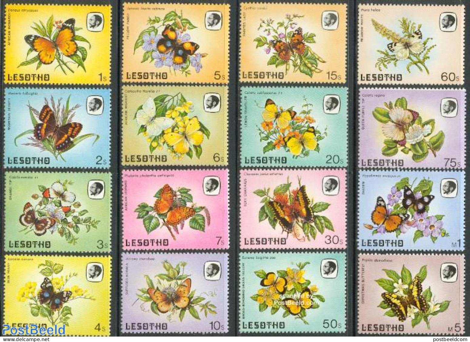Lesotho 1984 Definitives, Butterflies 16v, Mint NH, Nature - Butterflies - Lesotho (1966-...)