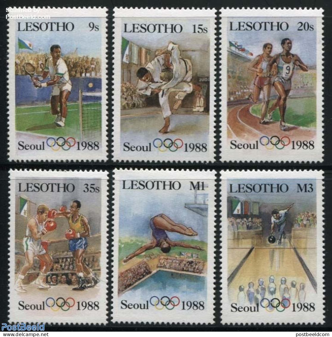 Lesotho 1987 Olympic Games Seoul 6v, Mint NH, Sport - Athletics - Boxing - Judo - Olympic Games - Tennis - Leichtathletik