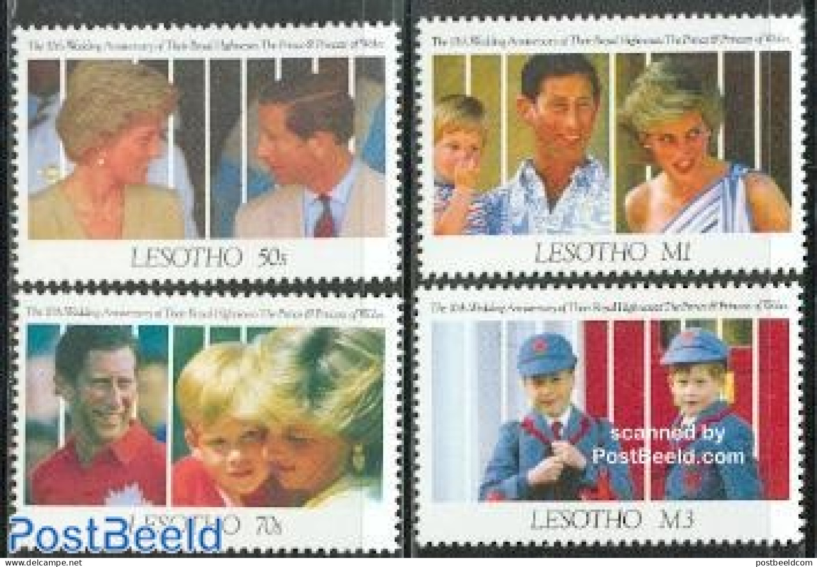 Lesotho 1991 Charles & Diana 4v, Mint NH, History - Charles & Diana - Kings & Queens (Royalty) - Case Reali