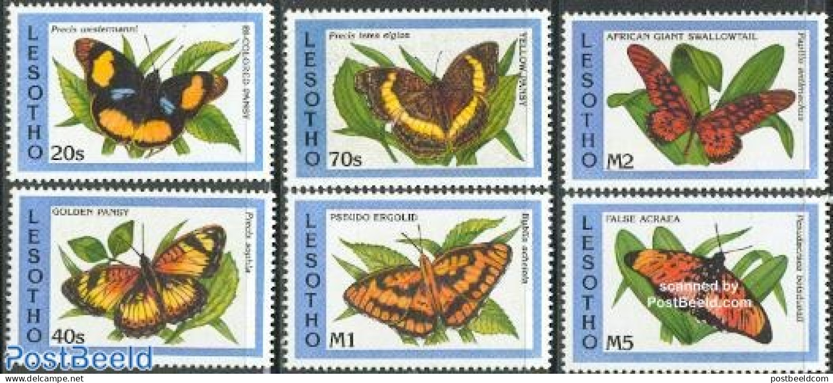 Lesotho 1993 Butterflies 6v, Mint NH, Nature - Butterflies - Lesotho (1966-...)