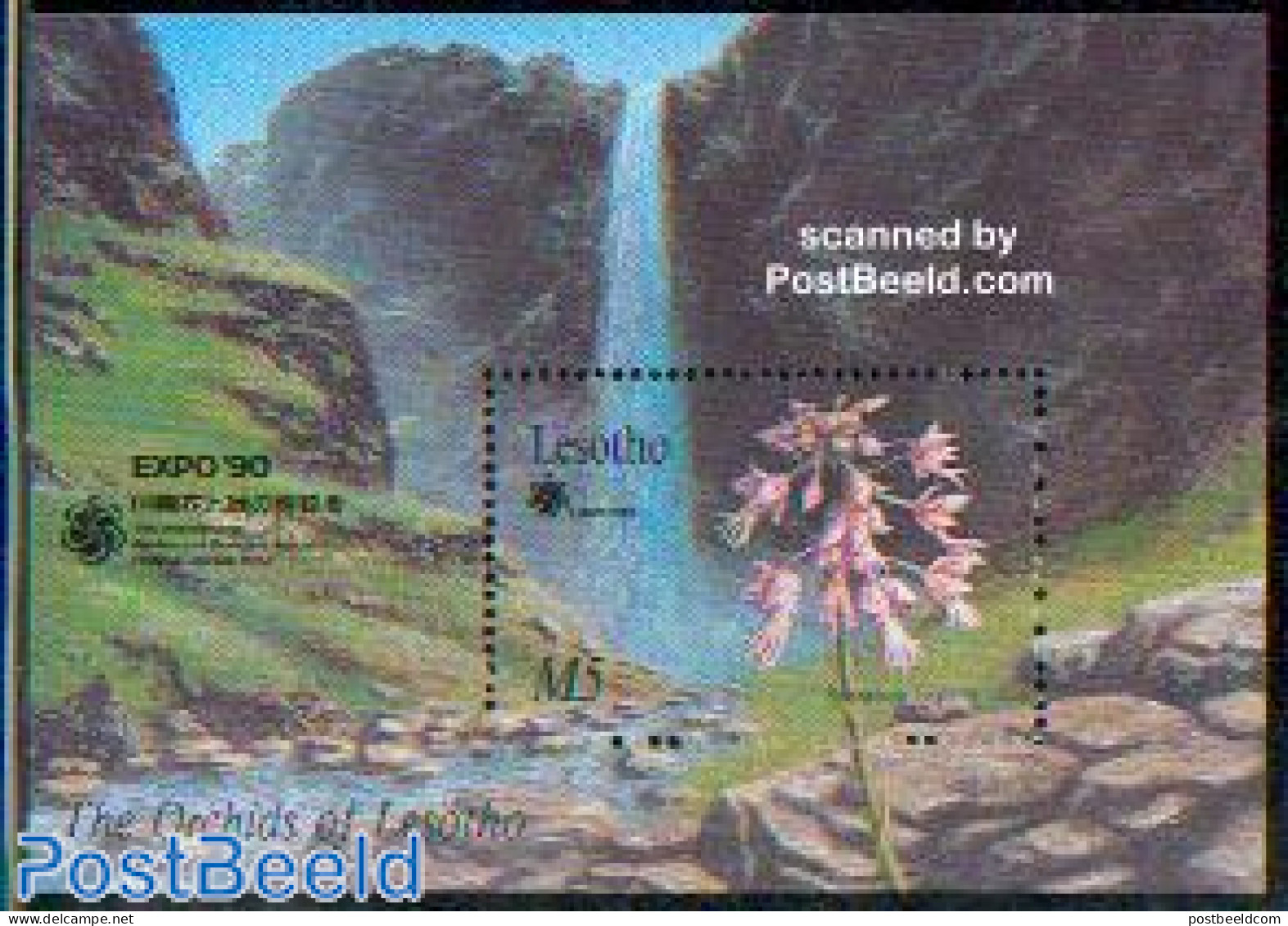 Lesotho 1990 Garden Exposition S/s, Mint NH, Nature - Flowers & Plants - Water, Dams & Falls - Lesotho (1966-...)