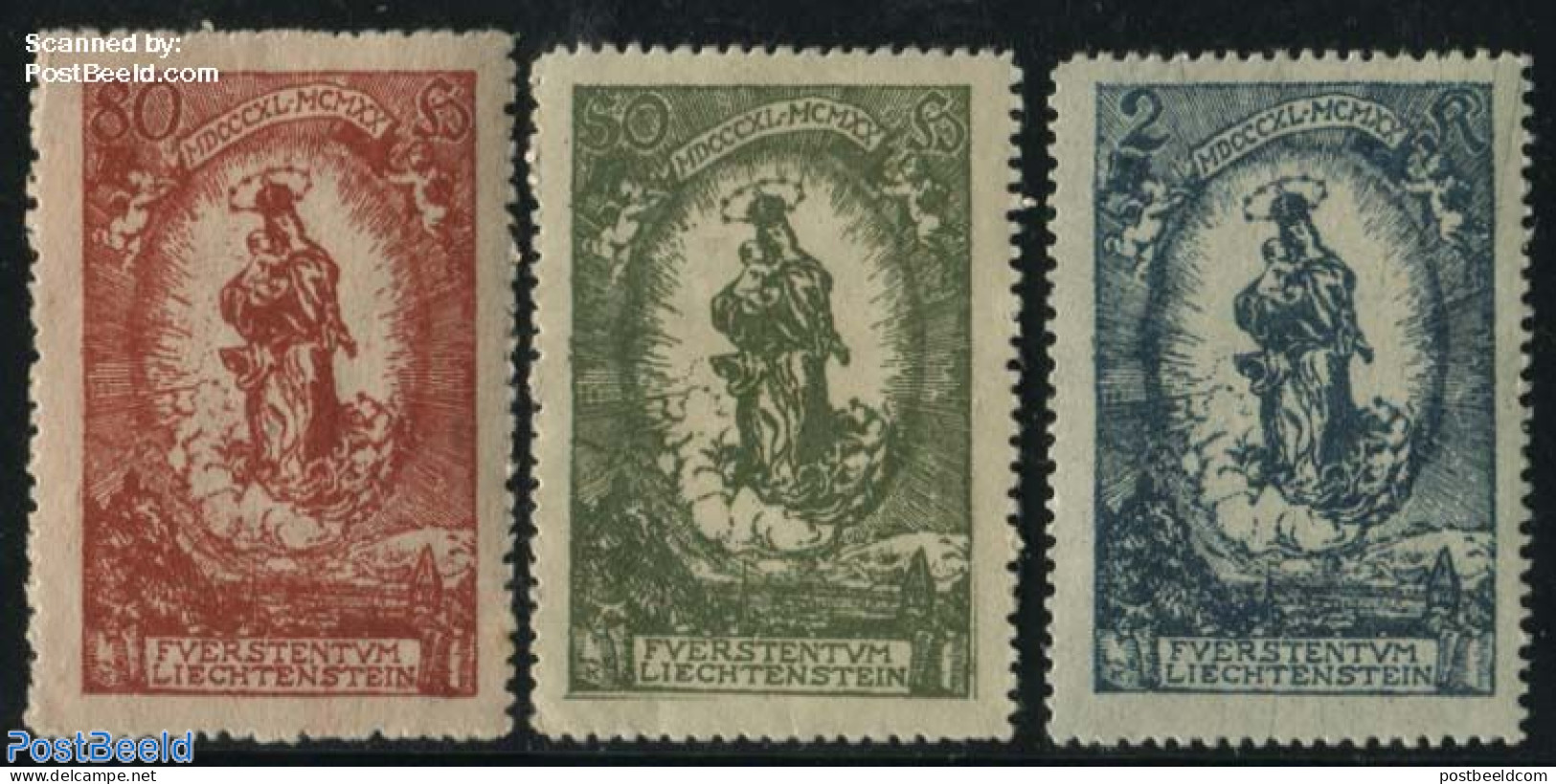 Liechtenstein 1920 Prince John II 80th Birthday 3v, Mint NH, Religion - Religion - Neufs