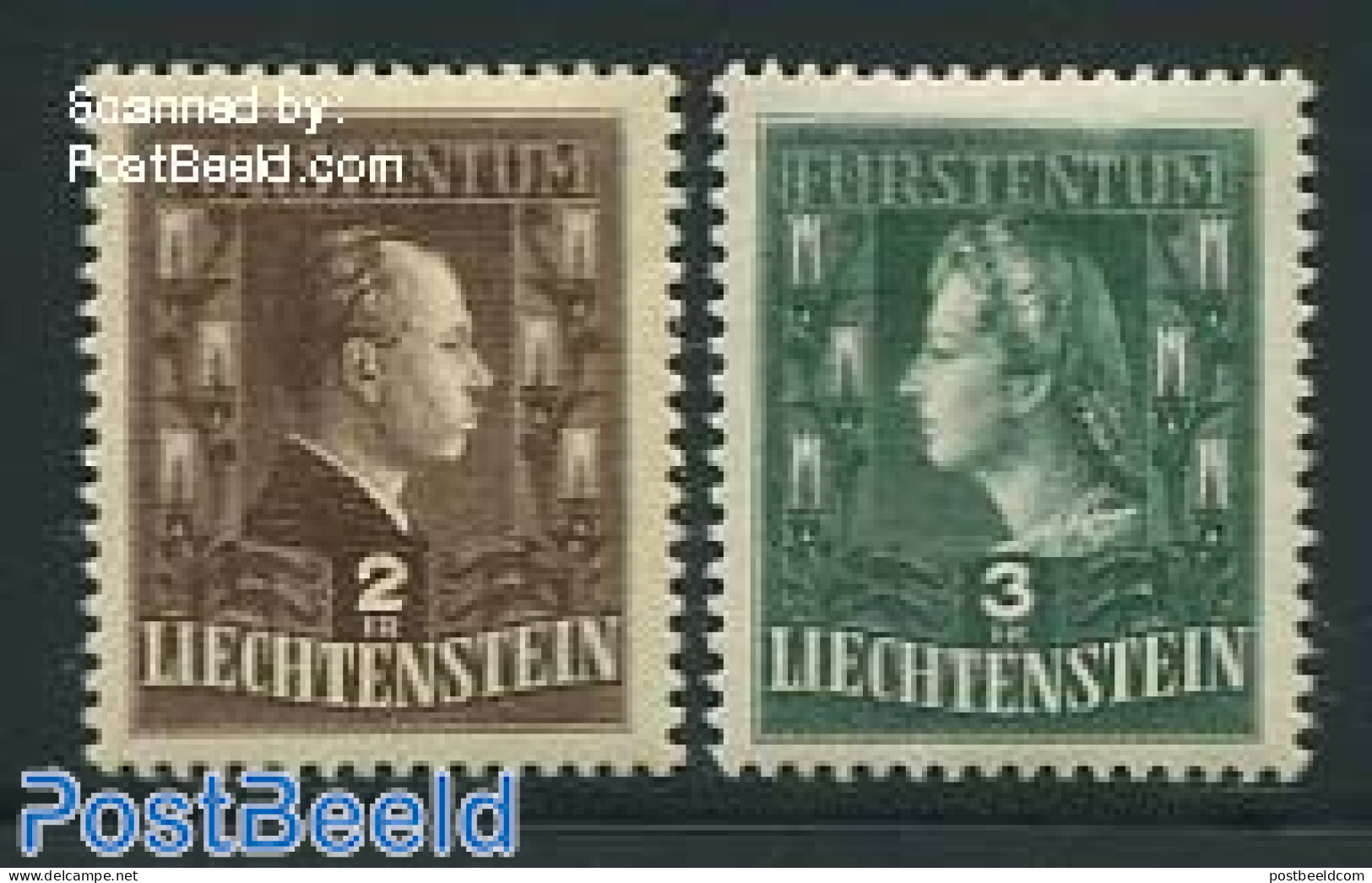Liechtenstein 1944 Definitives 2v, Mint NH, History - Kings & Queens (Royalty) - Neufs