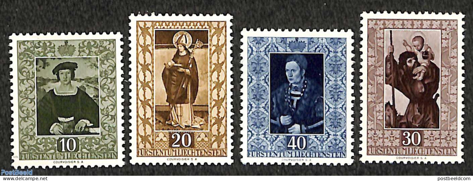 Liechtenstein 1953 Paintings 4v, Unused (hinged), Religion - Saint Nicholas - Art - Paintings - Unused Stamps