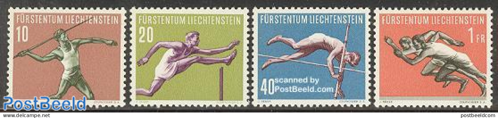 Liechtenstein 1956 Sports 4v, Unused (hinged), Sport - Athletics - Sport (other And Mixed) - Neufs