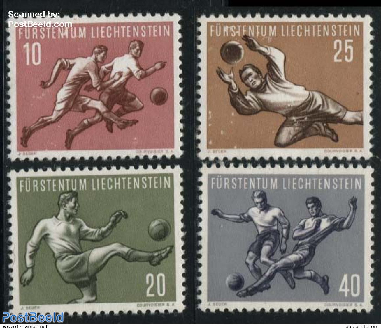 Liechtenstein 1954 Football 4v, Unused (hinged), Sport - Football - Unused Stamps