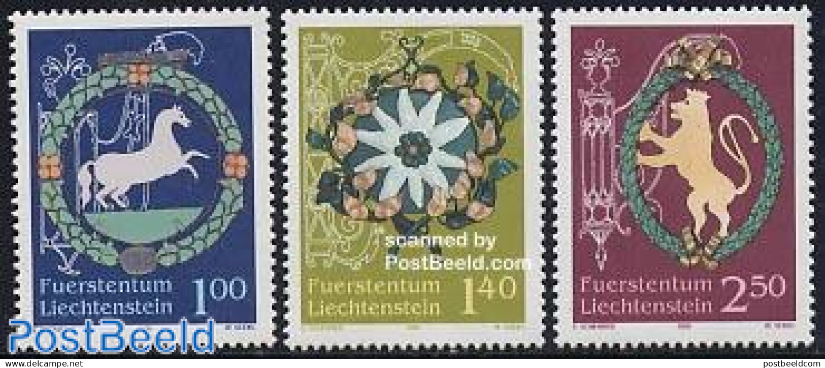 Liechtenstein 2005 Guest House Signs 3v, Mint NH, Nature - Flowers & Plants - Horses - Unused Stamps