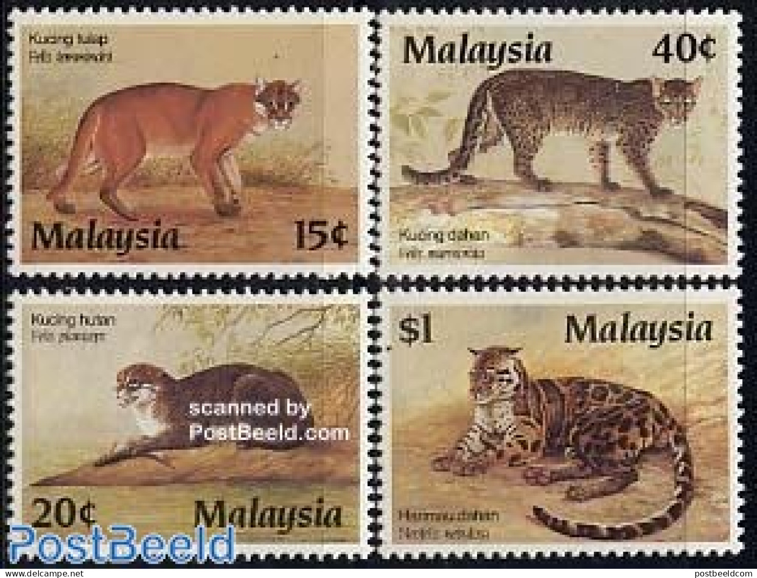 Malaysia 1987 Protected Animals 4v, Mint NH, Nature - Animals (others & Mixed) - Cat Family - Otros & Sin Clasificación