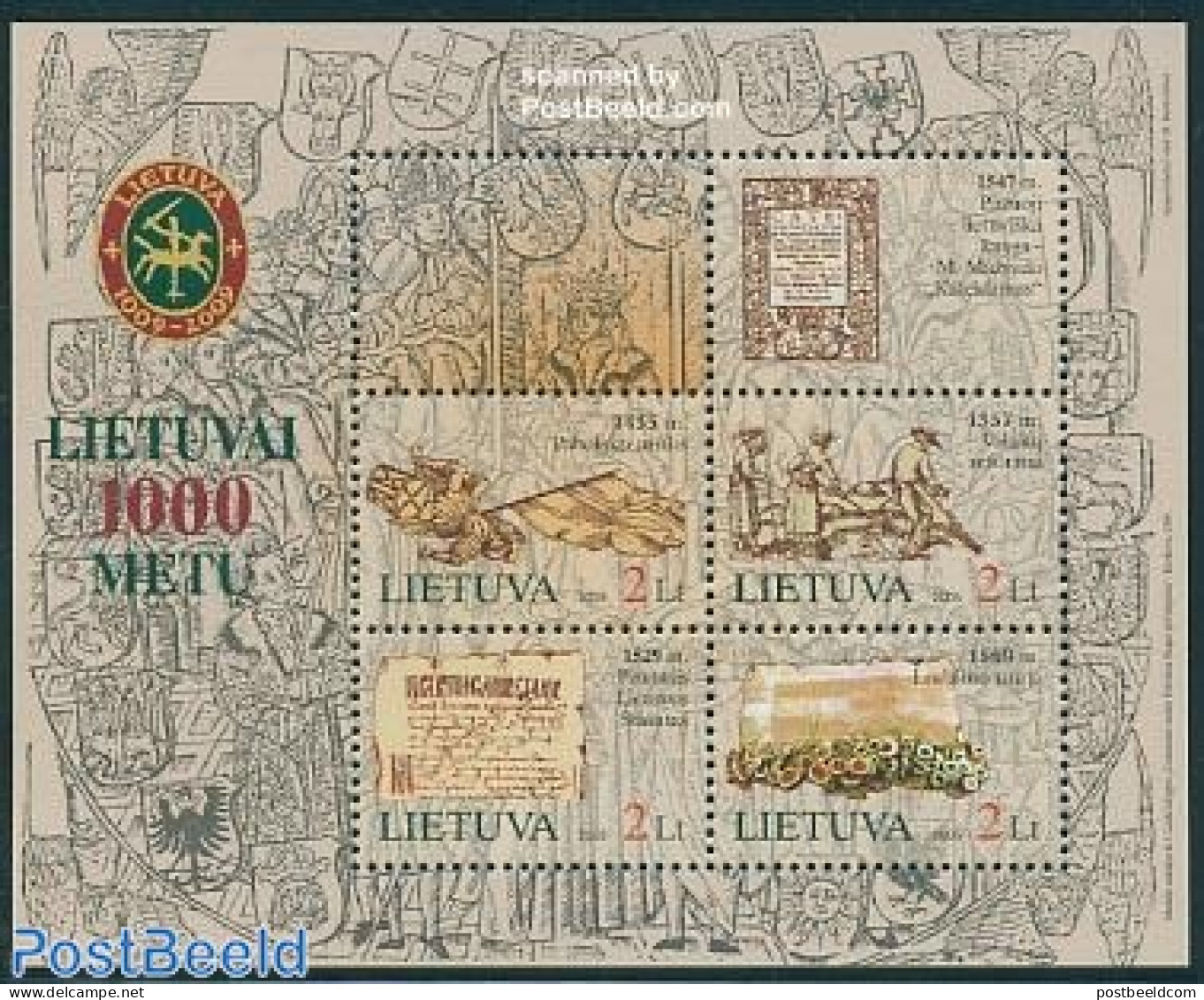 Lithuania 2005 1000 Years Lithuania S/s, Mint NH, History - History - Art - Books - Handwriting And Autographs - Lithuania