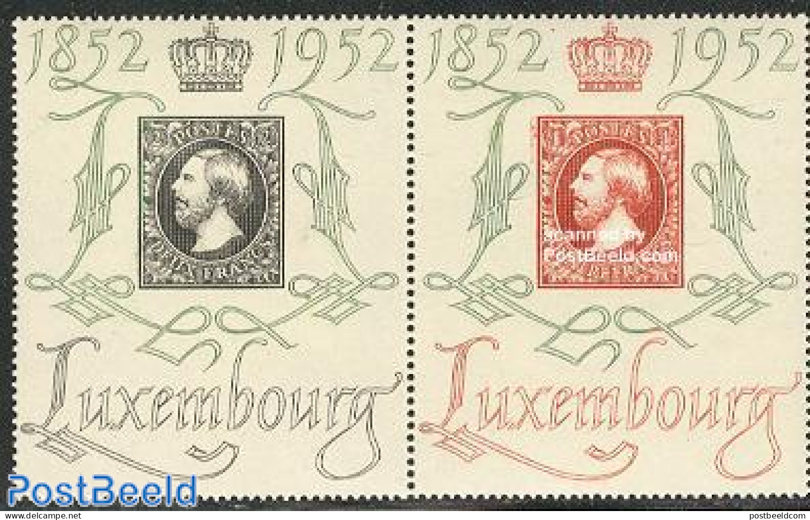 Luxemburg 1952 Centilux 2v [:], Unused (hinged), 100 Years Stamps - Philately - Stamps On Stamps - Ongebruikt