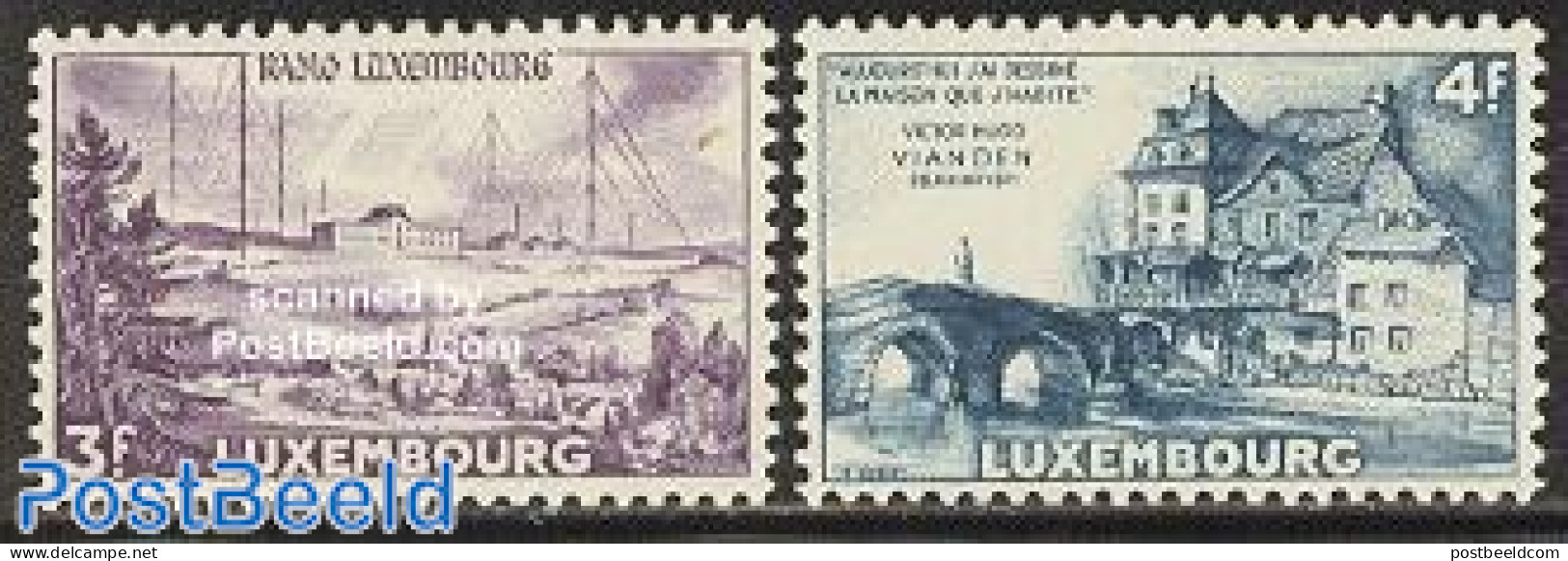 Luxemburg 1953 Definitives 2v, Mint NH, Performance Art - Radio And Television - Art - Authors - Bridges And Tunnels - Ungebraucht