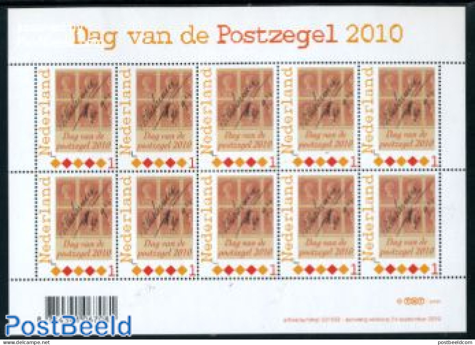 Netherlands 2010 Personal Stamp, Stamp Day M/s, Mint NH, Stamp Day - Stamps On Stamps - Nuevos