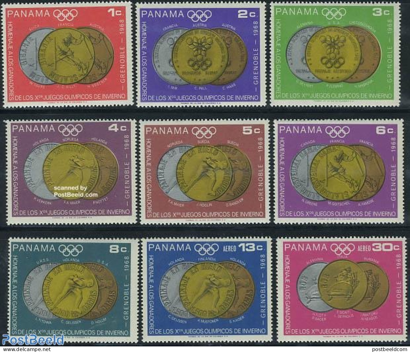 Panama 1968 Olympic Winter Winners 9v, Mint NH, Sport - Olympic Winter Games - Panama