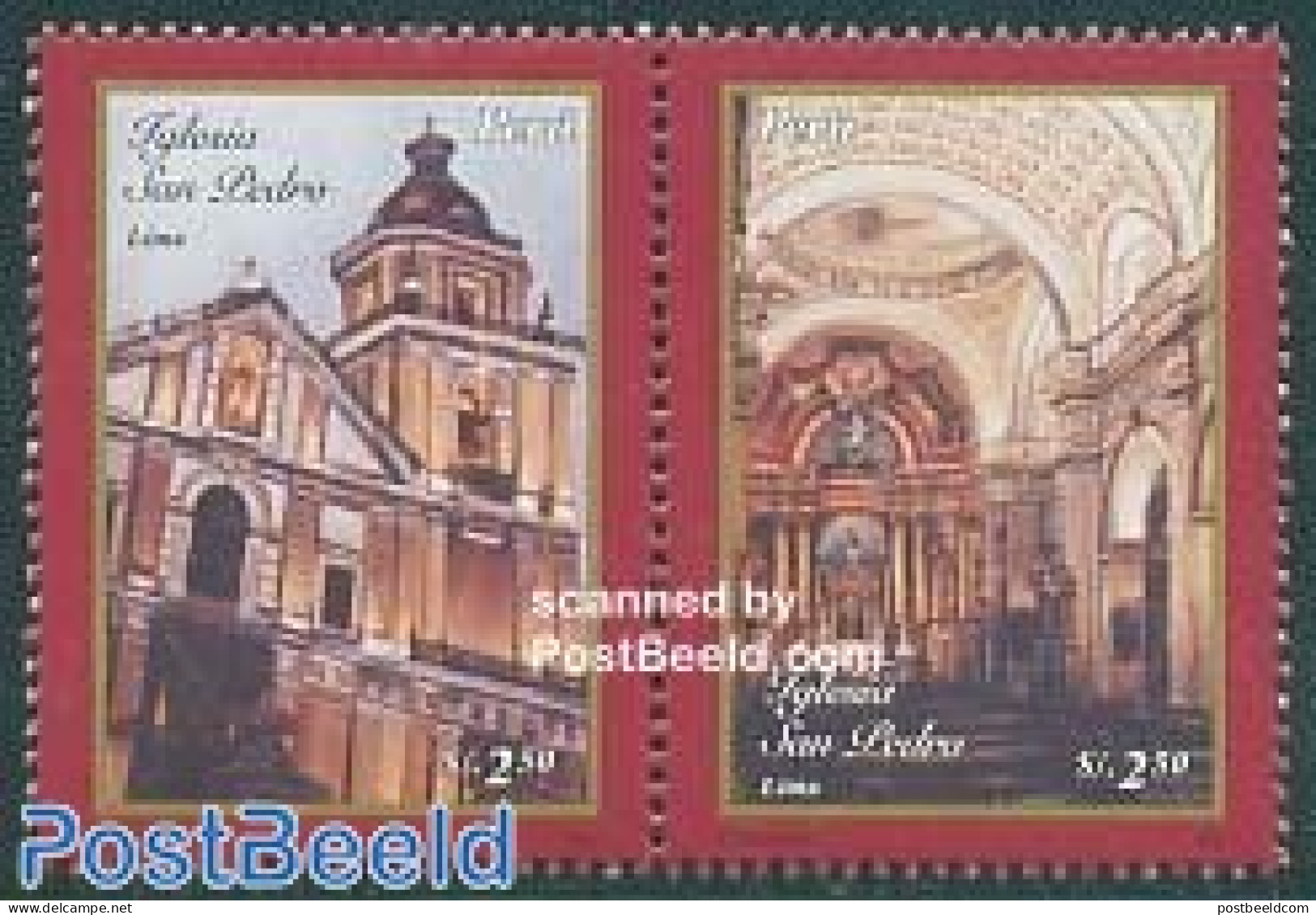 Peru 2005 San Pedro Church 2v [:], Mint NH, Religion - Churches, Temples, Mosques, Synagogues - Iglesias Y Catedrales