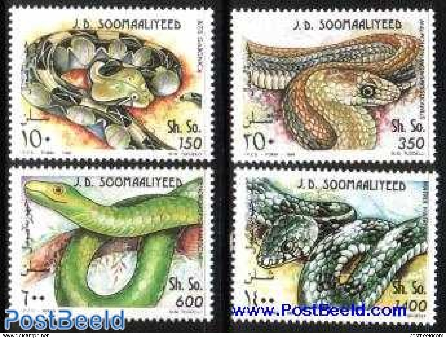 Somalia 1994 Snakes 4v, Mint NH, Nature - Reptiles - Snakes - Somalie (1960-...)