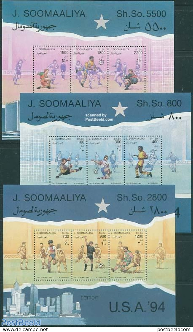 Somalia 1994 World Cup Football 3 S/s, Mint NH, Sport - Football - Somalie (1960-...)