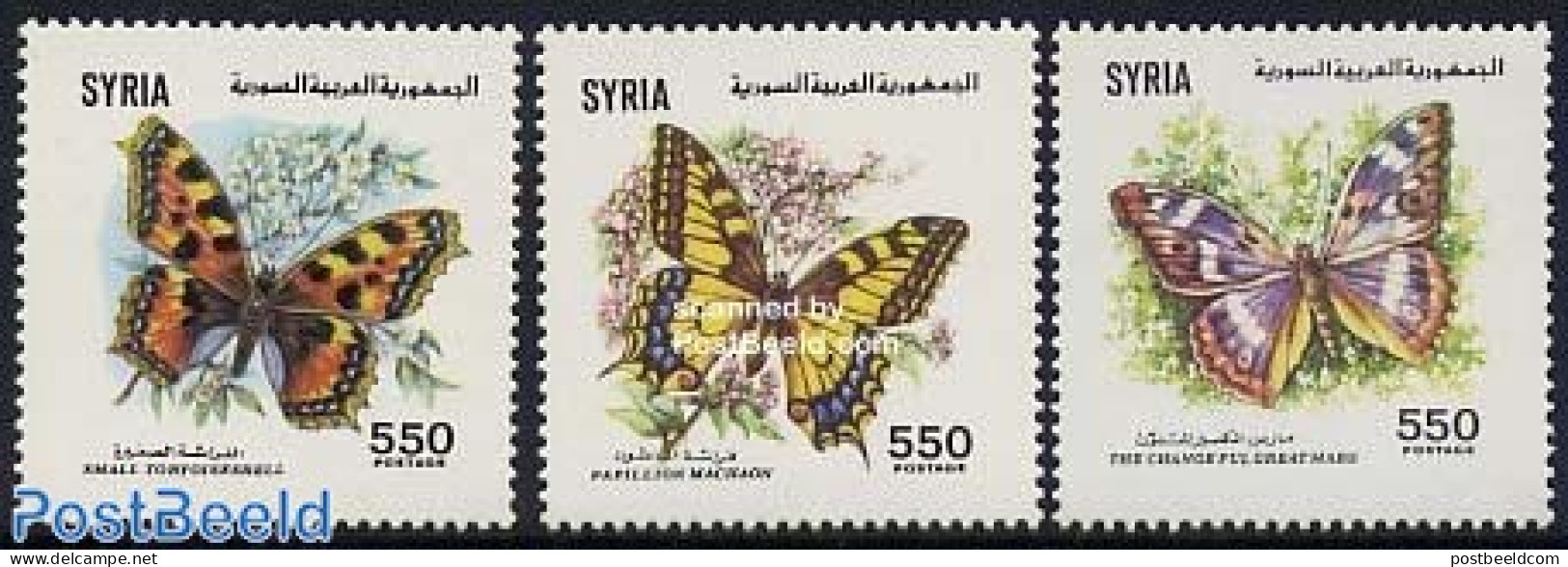 Syria 1991 Butterflies 3v, Mint NH, Nature - Butterflies - Syria